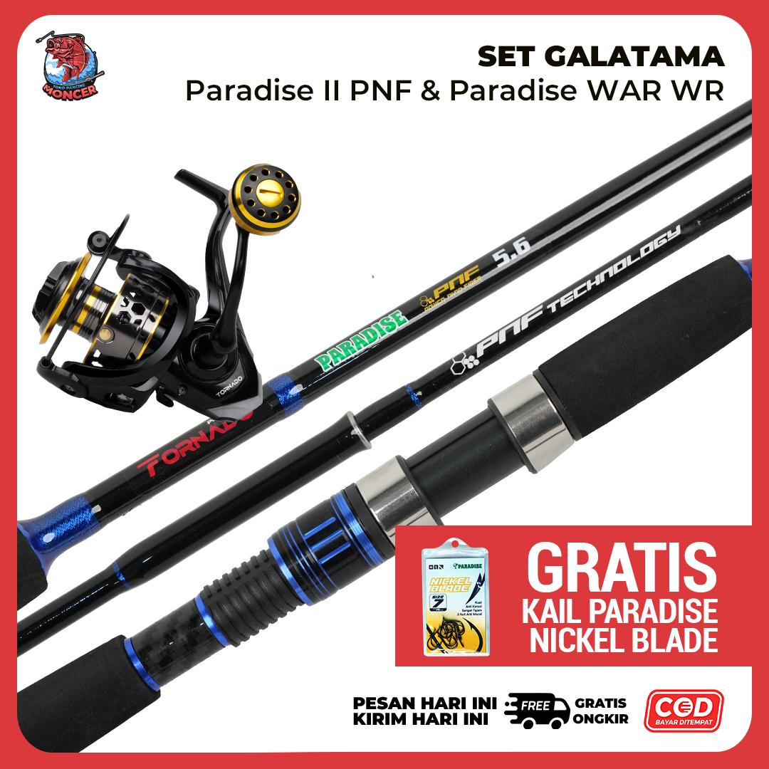 Set Pancing Galatama Lengkap Joran Paradise Power Nano Fiber Full EVA Anti Licin + Reel WR Drag 10kg 7+1 Ball Bearing Bonus Kail Tajam